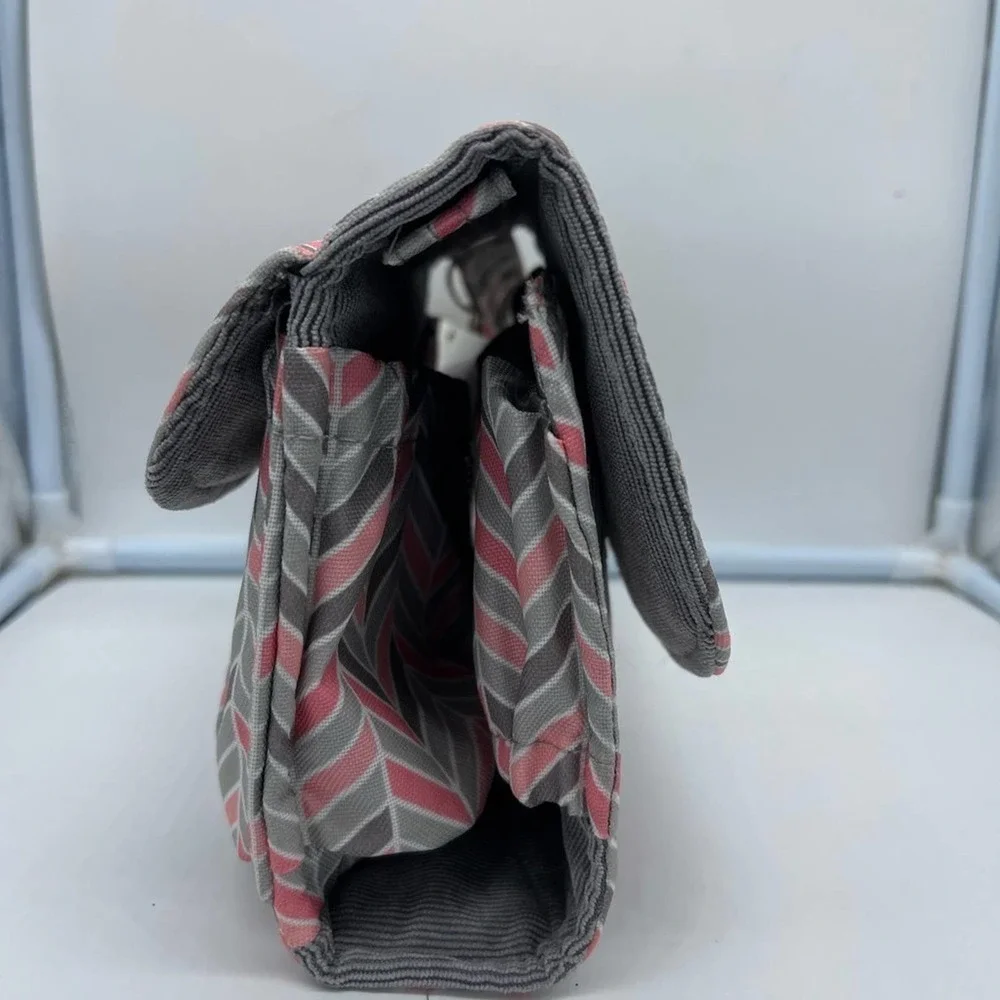 NEW Lillybet by Demdaco Diaper Clutch chevron pink&gray multiple way to …